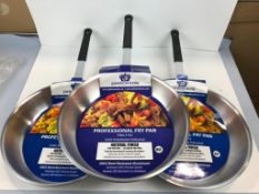 12" ALUMINUM FRY PAN W/NON-SLIP HEAT RESISTANT HANDLE - LOT OF 3 - JR 63232 - NEW