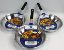 8" ALUMINUM FRY PAN WITH COATED HANDLES, JOHNSON-ROSE 63228 - LOT OF 3 - NEW
