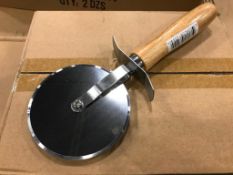 4" PIZZA CUTTER WITH WOODEN HANDLE, JOHNSON ROSE 7400, CASE OF 12 - NEW