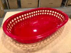 10" OVAL PLASTIC FOOD RED BASKETS, BROWNE 496FR - LOT OF 144 - NEW