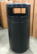 BLACK ROUND FIBERGLASS WASTE / TRASH CAN - INDOOR/OUTDOOR