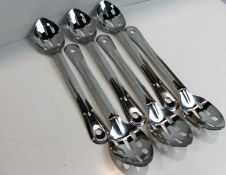 13" STAINLESS STEEL SLOTTED BASTING SPOONS - LOT OF 6 - NEW