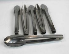 9" STAINLESS EXTRA HEAVY DUTY TONGS - LOT OF 6 - NEW