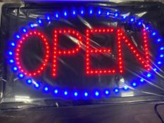 22" X 13" LARGE LED OPEN SIGN, UPDATE LED-OPEN - NEW