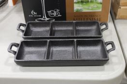 TOMLINSON MINI SERVER CAST IRON WITH 3 X 6 OZ WELLS - LOT OF 2 - 1024325 - NEW