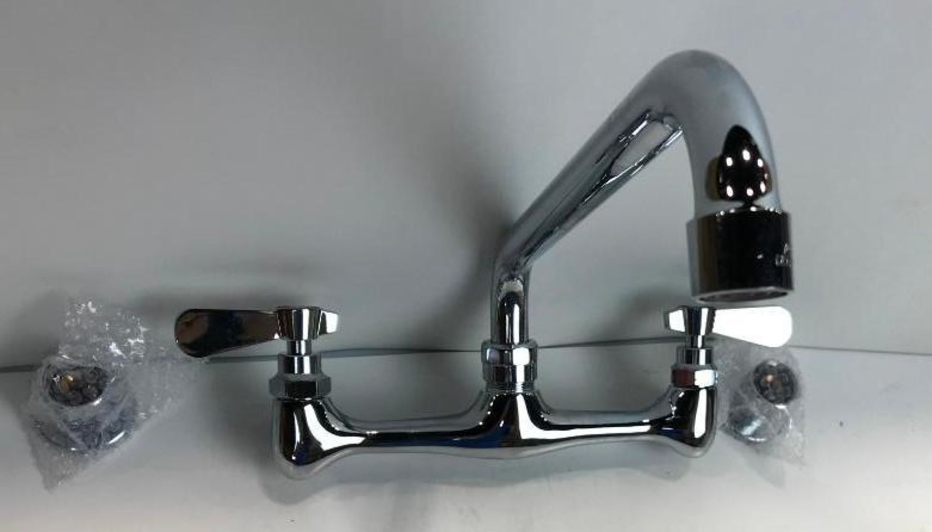 SPLASH MOUNTED FAUCET, 8” CENTRES, SWING NOZZLE 12” SPOUT, OMCAN 23516