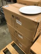 3 CASES OF 9" NARROW RIM DINNER PLATES. JOHNSON ROSE 90900, 36 PER CASE - NEW