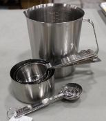 1000ML HEAVY DUTY STAINLESS GRADUATED MEASURE & 8 PIECE MEASURING CUP AND SPOON SET - NEW