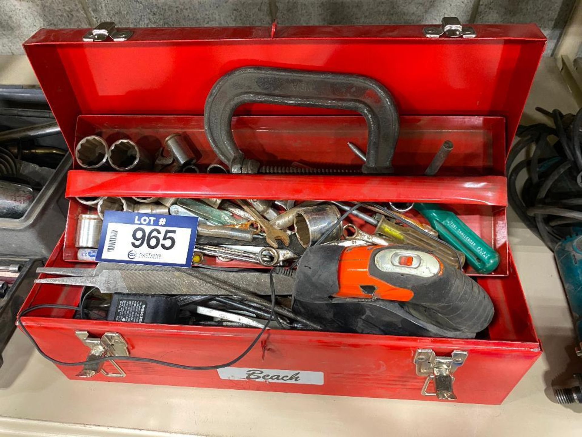 Beach Tool Box w/ Asst. Tools including Sockets, Files, Wrenches, Screwdrivers, etc. - Image 2 of 2