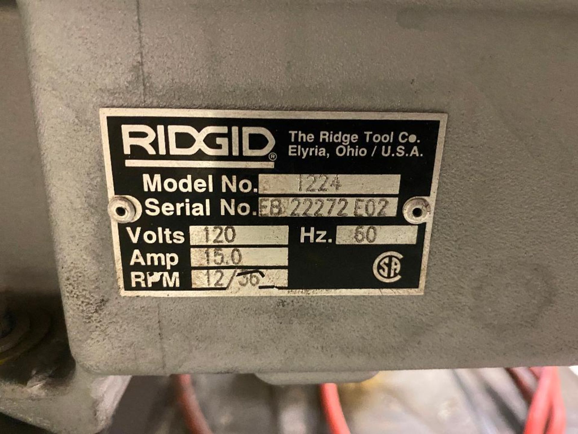 Ridgid 1224 Threading Machine, 120V, 15.0A, - Image 6 of 6