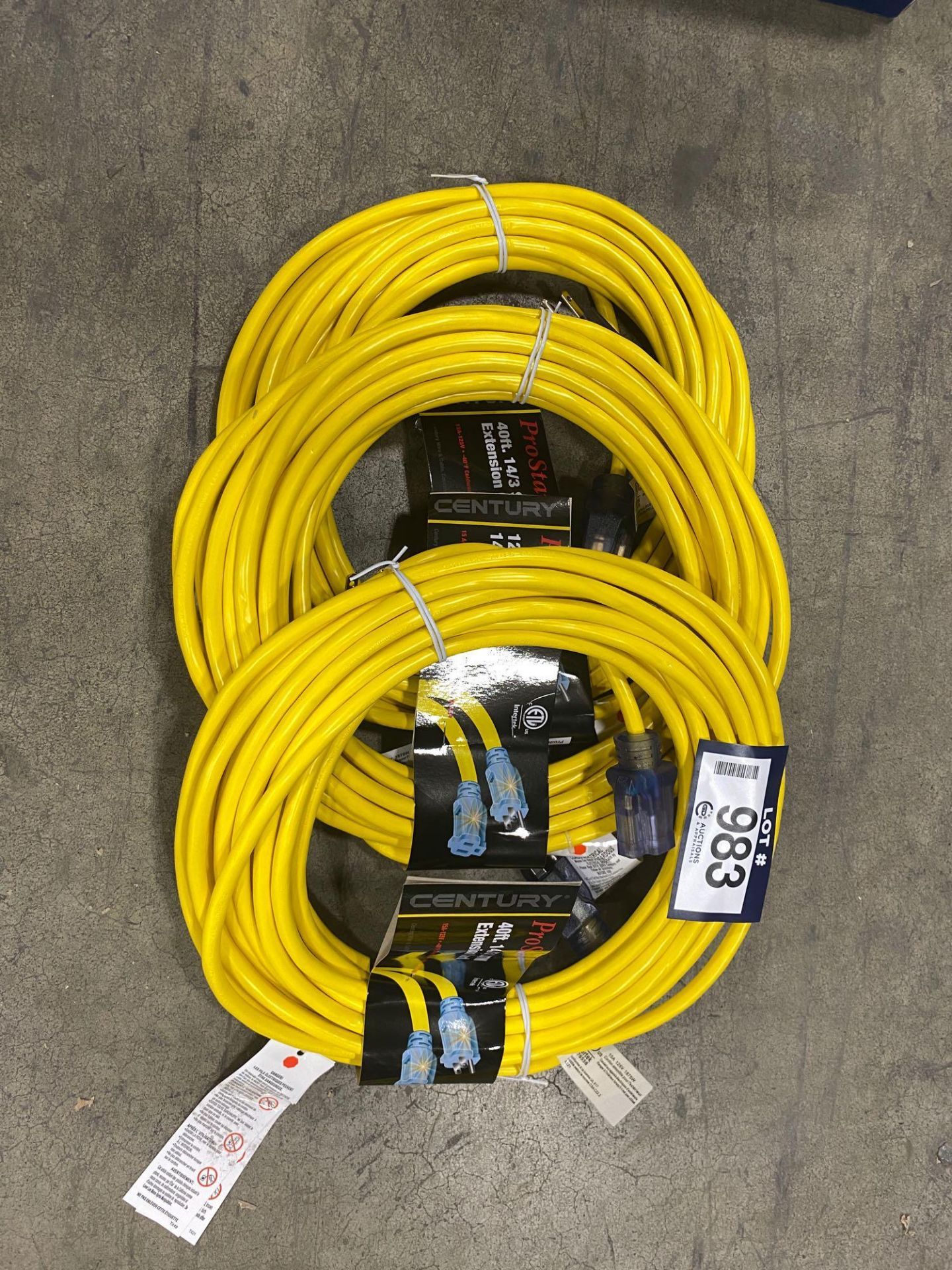 Lot of (3) Century ProStar 40ft. Extension Cords