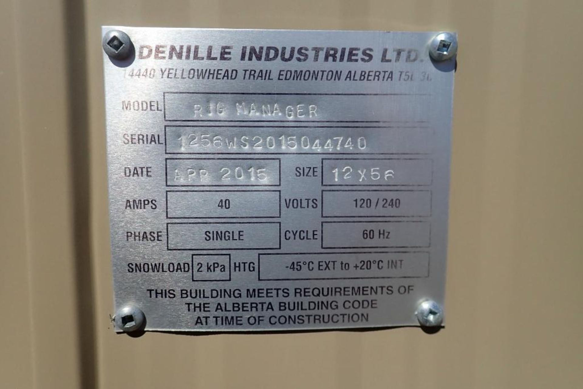 2015 Denille Industries 12'x56' Skidded Rig Manager Shack. SN 1256WS2015044740. - Image 19 of 19
