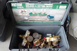 Lot of 6 Oxy/Acetylene Gauges and Tool Box.