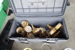 Lot of 6 Oxy/Acetylene Gauges and Tool Box.