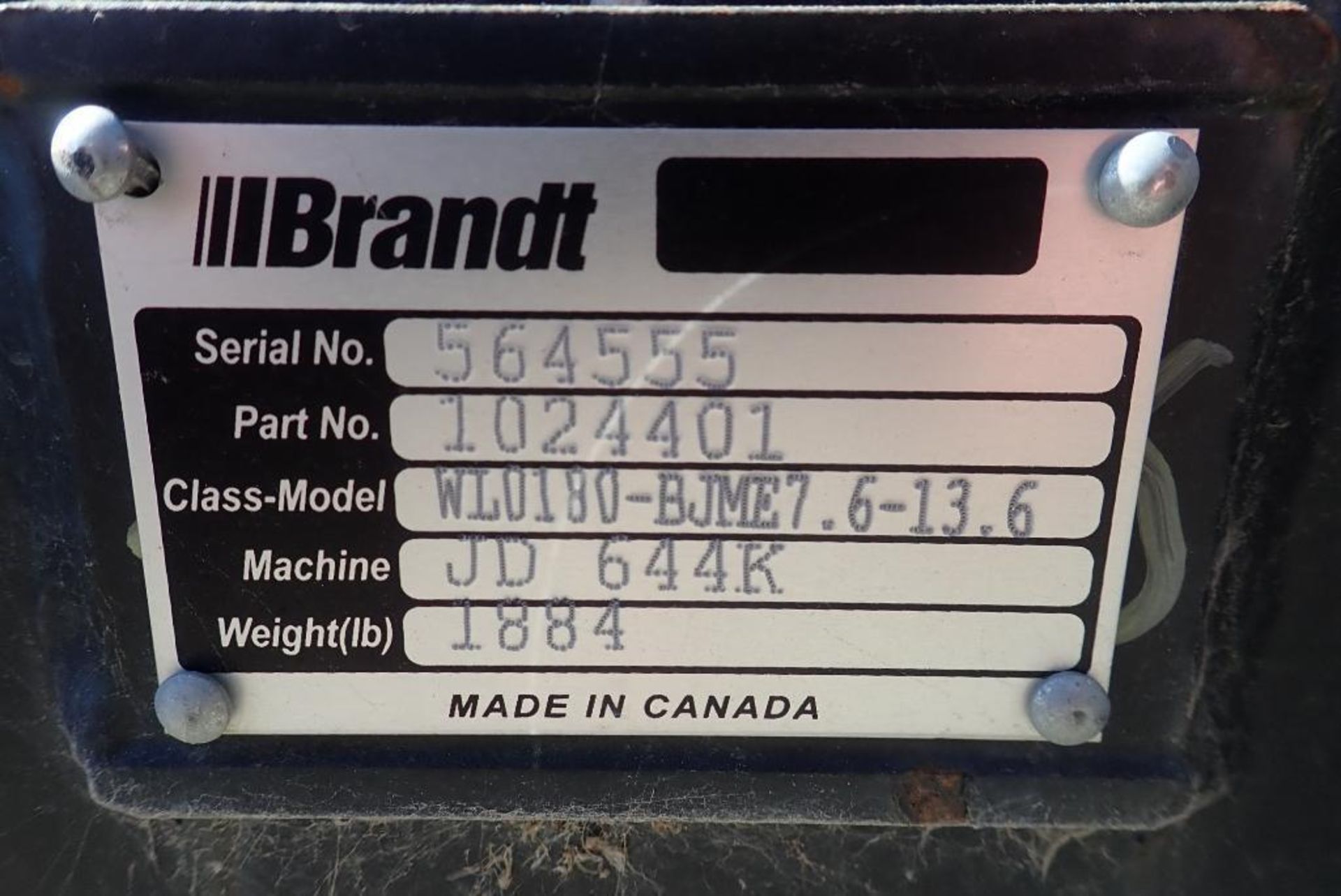 Brandt WL0180-BJME7.6-13.6 QA Telescopic Jib Attachment for JD 644K Loader. NOTE: REMOVAL AUG 17TH. - Image 3 of 4