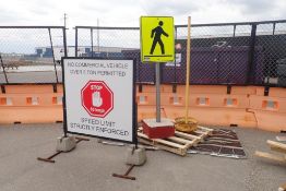 Lot of Pedestrian Sign, Speed Limit Sign, Sign Post and 4'x8' Sandwich Board.