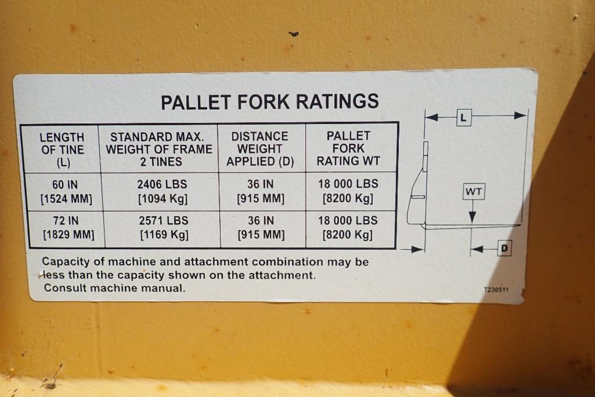 JD Worksite Pro QA 60" Pallet Forks Attachment for JD 644K Loader. NOTE: REMOVAL AUG 17TH. - Image 4 of 4