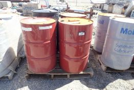Lot of 3 Mobil DTE 10 Excel 46 Hydraulic Oil and 1 Mobil DelVac 1300 Super 15W-40 Motor Oil Drums.