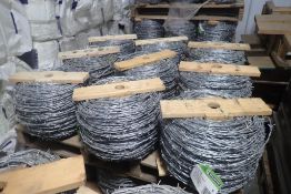 Lot of 9 Spools Tree Island Troughstrand 12-1/2Ga Barbed Wire.