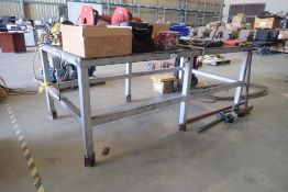 Steel 4'x8' Shop Bench w/ Record 6" Vice and 110V Plug-in.