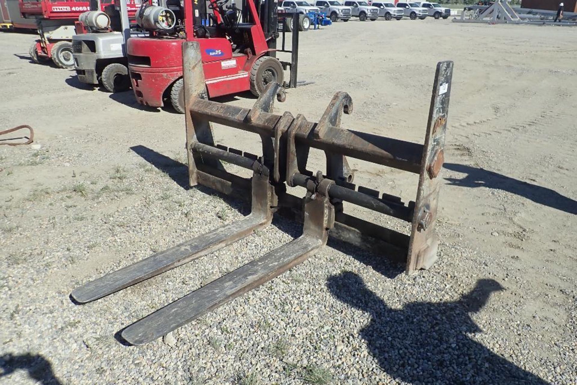 CEM Equipment QA 50" Pallet Forks Attachment for Hyundai HL740-9 Loader. NOTE: REMOVAL AUG 17TH.