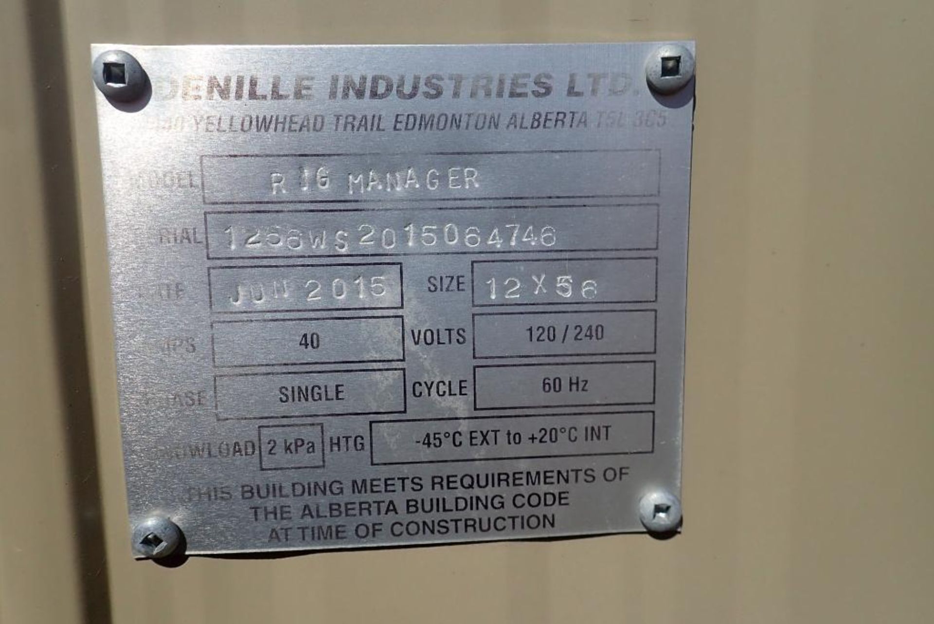 2015 Denille Industries 12'x56' Skidded Rig Manager Shack. SN 1256WS2015064764. - Image 14 of 14