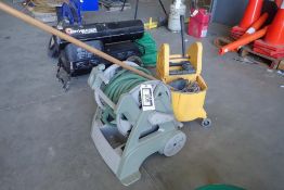 Lot of Garden Hose, Hose Reel, Mop Bucket and Mop.