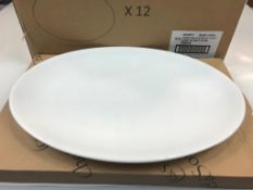 2 CASES OF 12" WHITE COUPE BONE CHINA OVAL PLATTER, ARCOROC "INFINITY" FN515 - LOT OF 24 - NEW