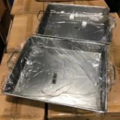 20" X 16" X 3.5" STRAPPED STEEL ROAST PAN, JOHNSON-ROSE 3769 - NEW - LOT OF 2