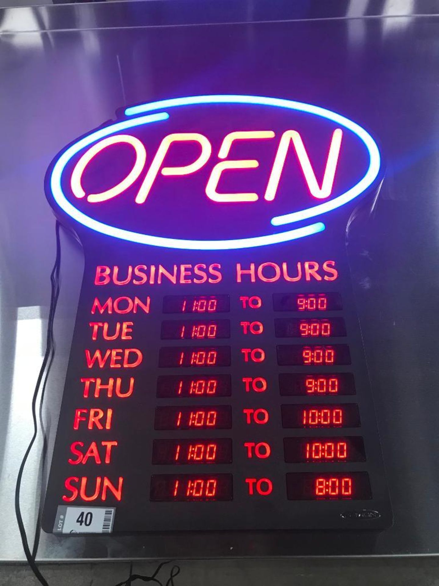 NEWON LED OPEN SIGN WITH PROGRAMMABLE BUSINESS HOURS AND FLASHING EFFECTS - Image 4 of 8