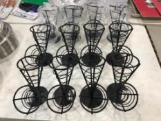 WROUGHT IRON DUAL CONICAL BASKETS - LOT OF 12