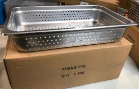 CASE OF 6 - FULL SIZE 4" DEEP STAINLESS STEEL PERFORATED INSERT, JOHNSON ROSE 58105 - NEW