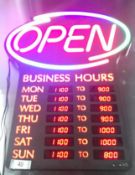 NEWON LED OPEN SIGN WITH PROGRAMMABLE BUSINESS HOURS AND FLASHING EFFECTS
