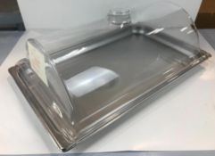 FULL SIZE STAINLESS FOOD PAN WITH POLY DISPLAY COVER