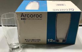 21 1/4 OZ/630ML WILLI BECHER GLASSES - CASE OF 12, ARCOROC 24669 - NEW