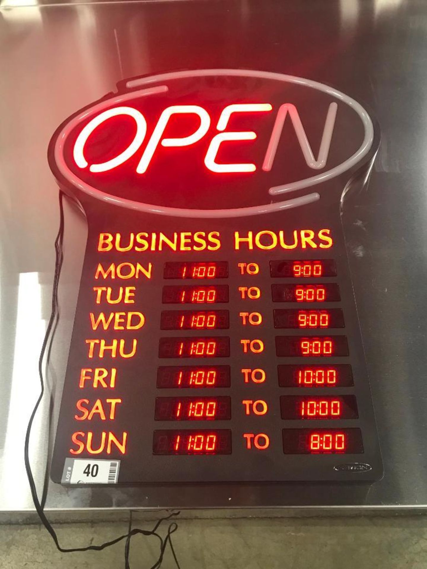 NEWON LED OPEN SIGN WITH PROGRAMMABLE BUSINESS HOURS AND FLASHING EFFECTS - Image 3 of 8