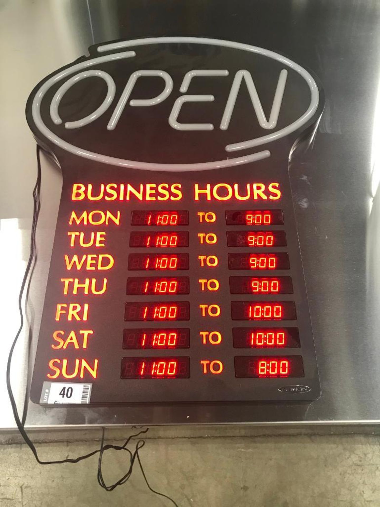 NEWON LED OPEN SIGN WITH PROGRAMMABLE BUSINESS HOURS AND FLASHING EFFECTS - Image 7 of 8