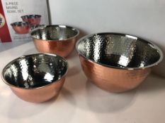 3 PIECE COPPER-PLATED STAINLESS STEEL MIXING BOWL SET