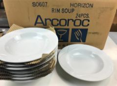 14OZ WHITE PORCELAIN PASTA BOWL, ARCOROC "HORIZON" S0607 - LOT OF 24 - NEW