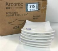 CASE OF ARCOROC R0737 APPETIZER 3 5/8" SQUARE PORCELAIN PLATE - 24/CASE