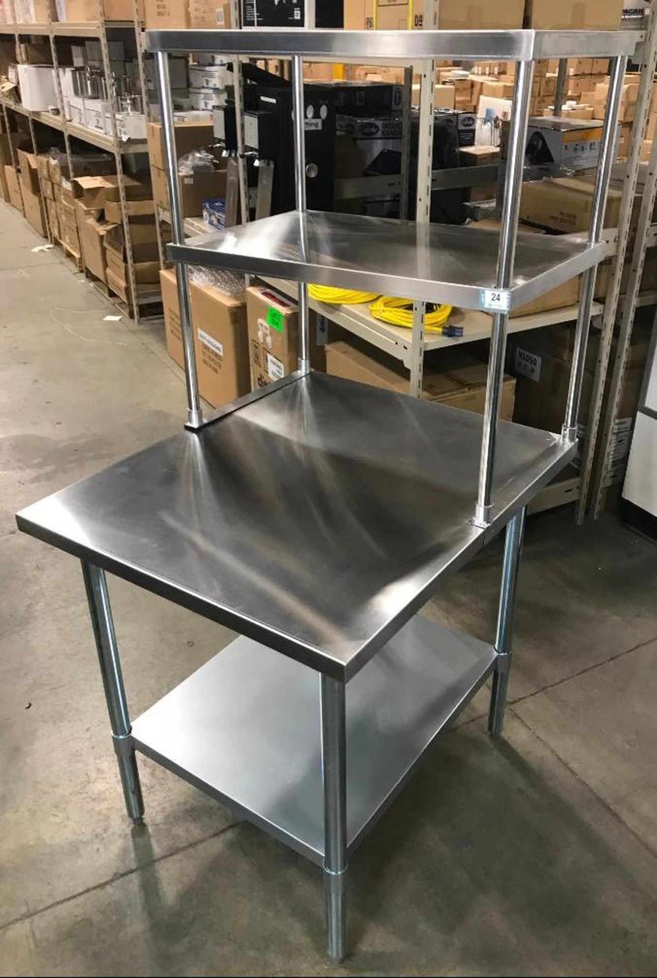 36" X 30" STAINLESS TABLE WITH 18" DOUBLE OVERSHELVES - Image 2 of 5