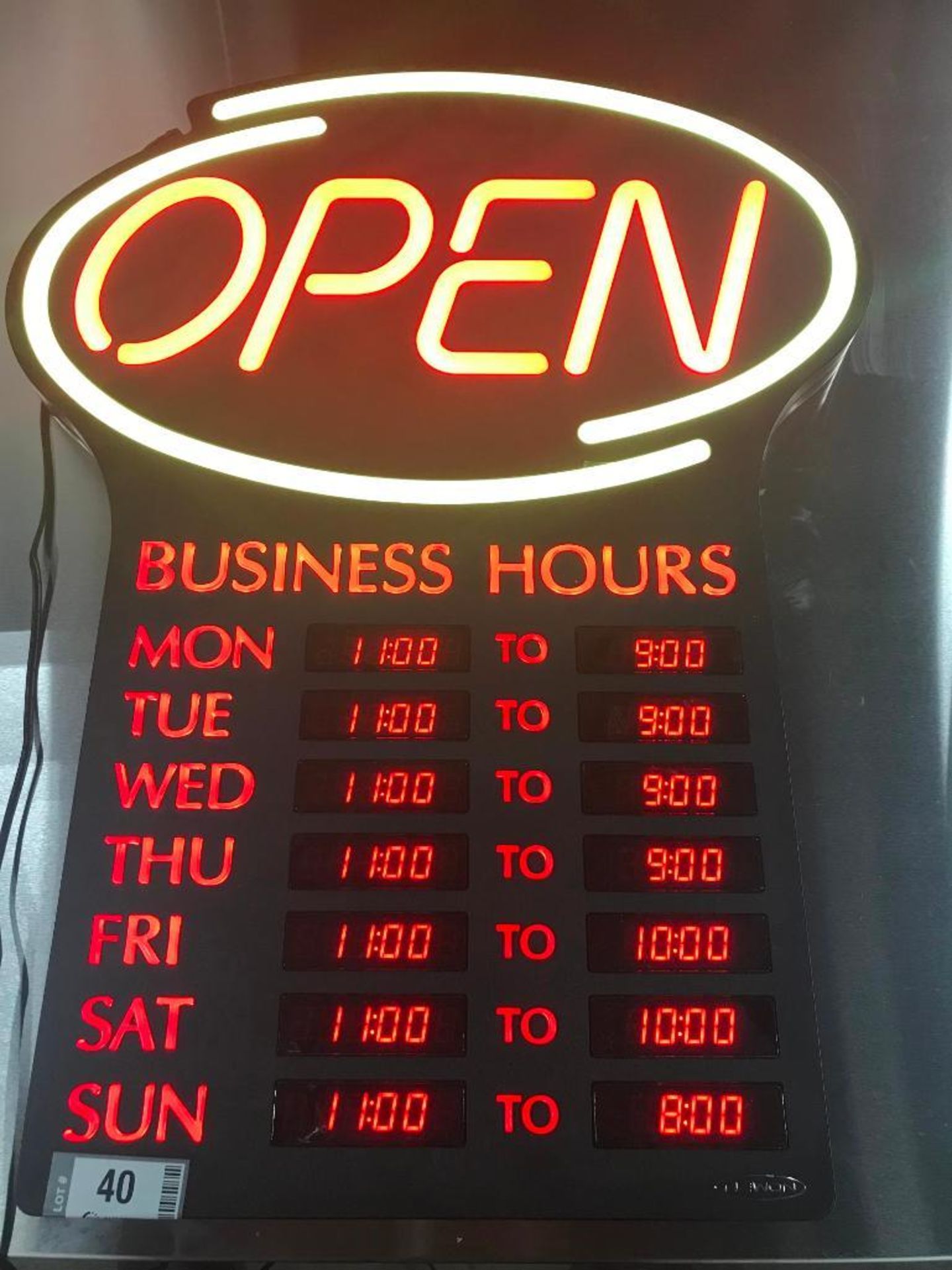 NEWON LED OPEN SIGN WITH PROGRAMMABLE BUSINESS HOURS AND FLASHING EFFECTS - Image 5 of 8