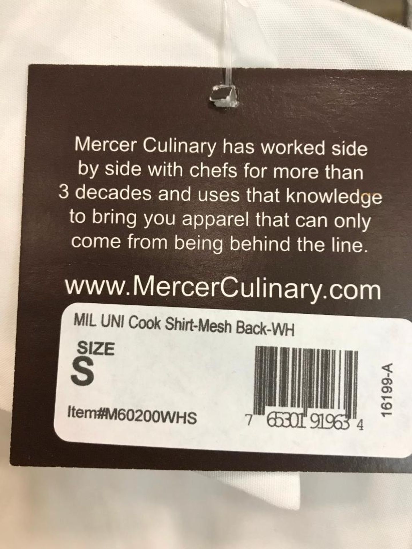 MERCER CULINARY MIL UNI COOK SHIRT-MESH BACK WHITE SIZE SMALL - M60200WHS - Image 2 of 3