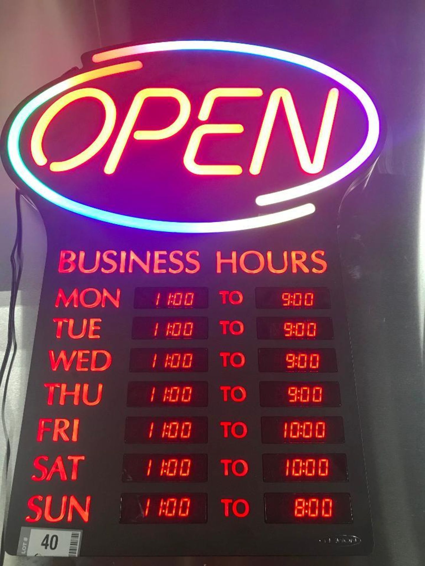 NEWON LED OPEN SIGN WITH PROGRAMMABLE BUSINESS HOURS AND FLASHING EFFECTS - Image 6 of 8