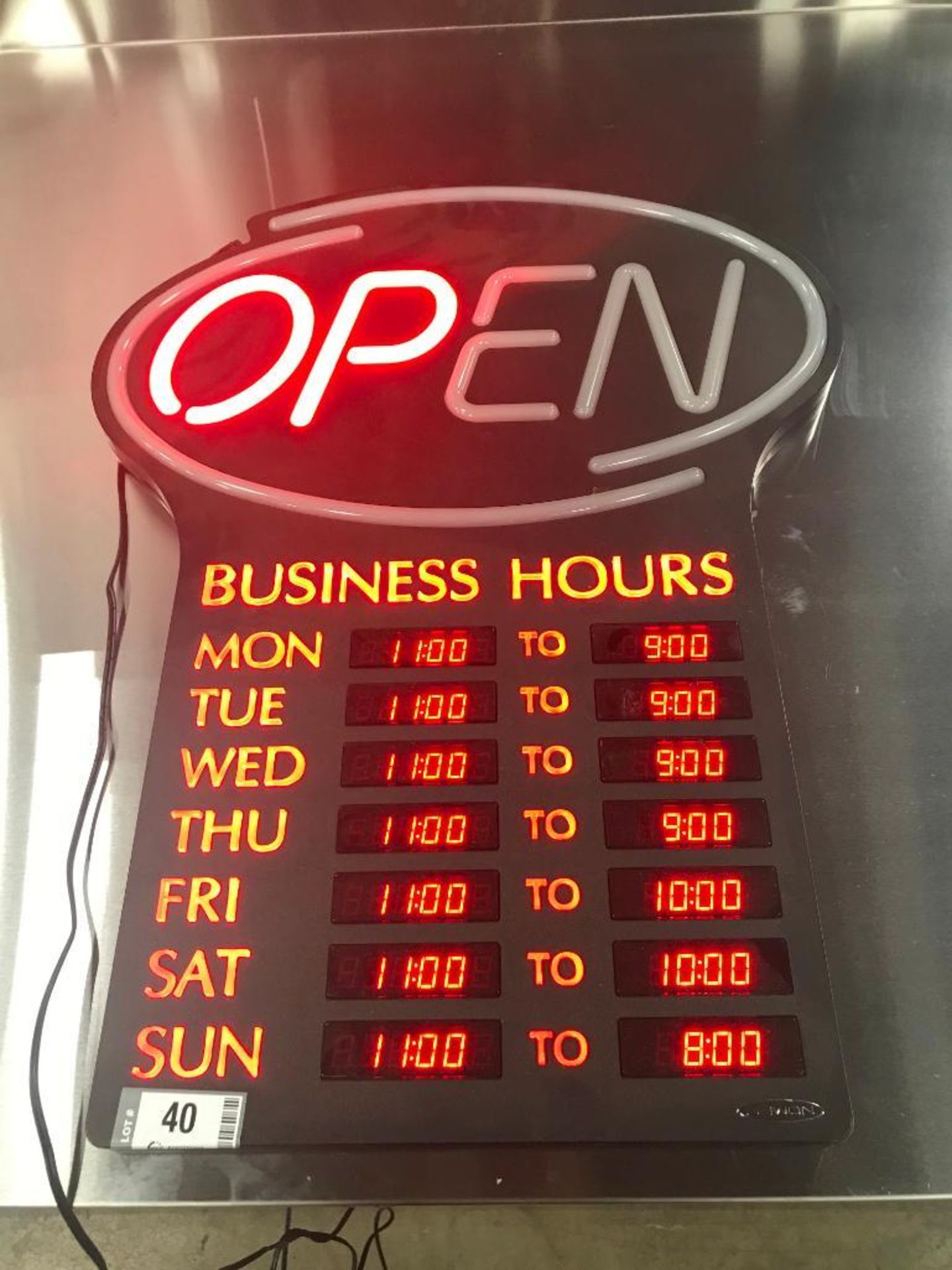 NEWON LED OPEN SIGN WITH PROGRAMMABLE BUSINESS HOURS AND FLASHING EFFECTS - Image 2 of 8