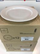 2 CASES OF 11-7/8" WHITE PORCELAIN PLATES, ARCOROC "INFINITY" R1001 - LOT OF 24 - NEW
