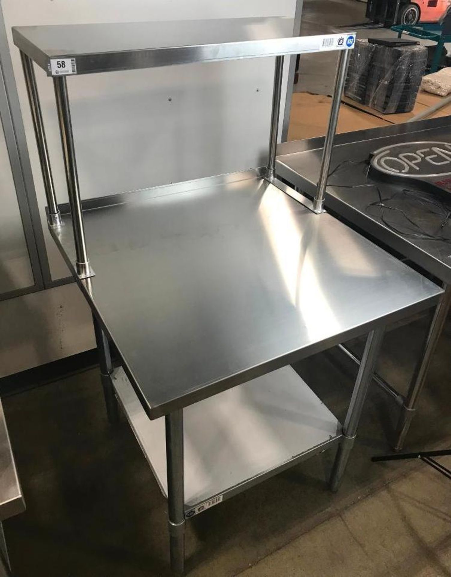 30" X 30" STAINLESS TABLE WITH 12" OVERSHELF