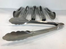 9" STAINLESS EXTRA HEAVY DUTY TONGS - LOT OF 6 - NEW