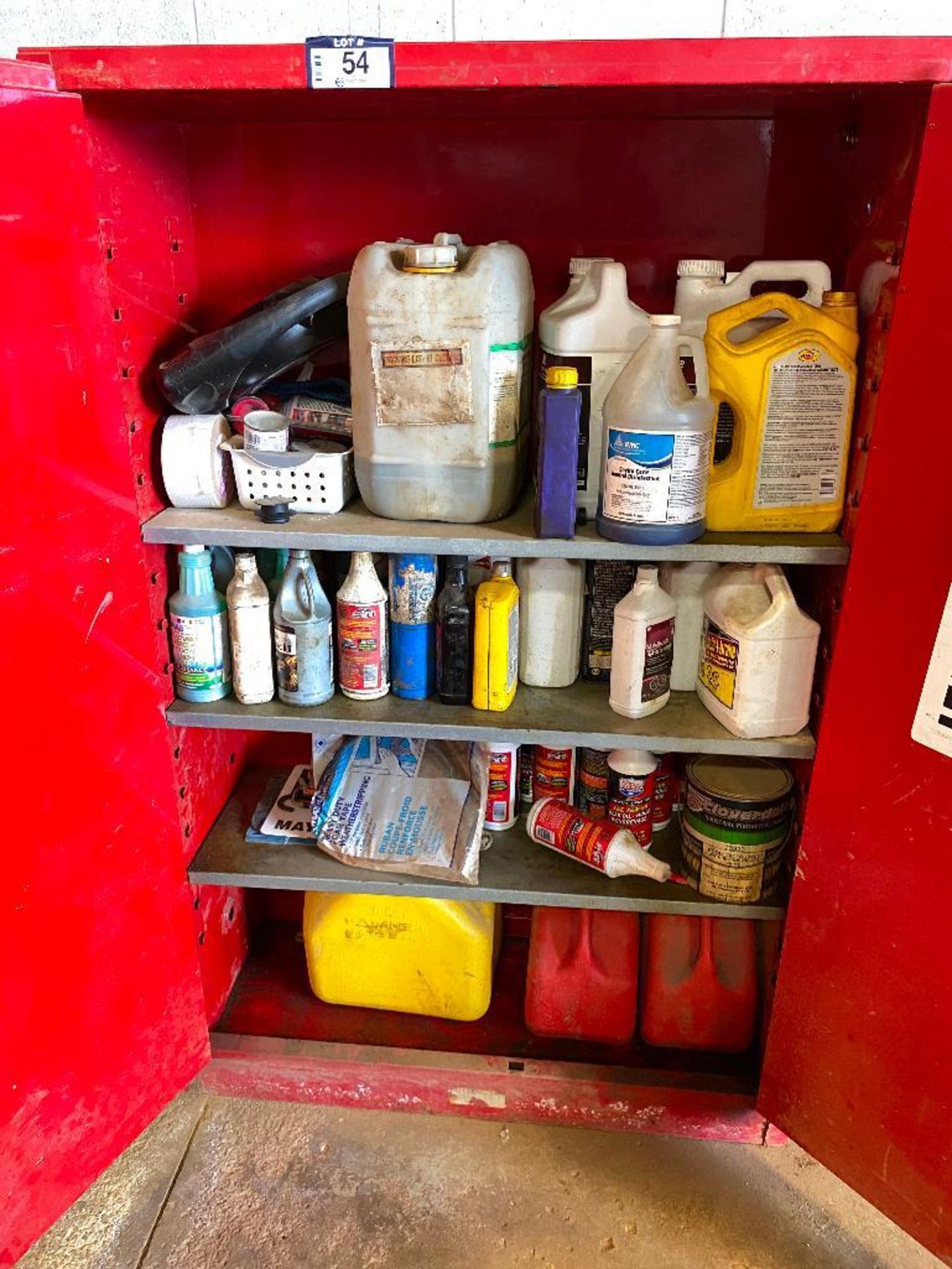 Just Rite Flammable Storage Cabinet w/ Asst. Contents including Fuel Cans, Oil, etc. - Image 2 of 2