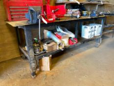 36" X 96" Steel Work Bench w/ Record 6" Bench Vise